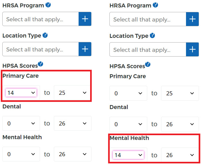 HRSA programs and scores screenshot